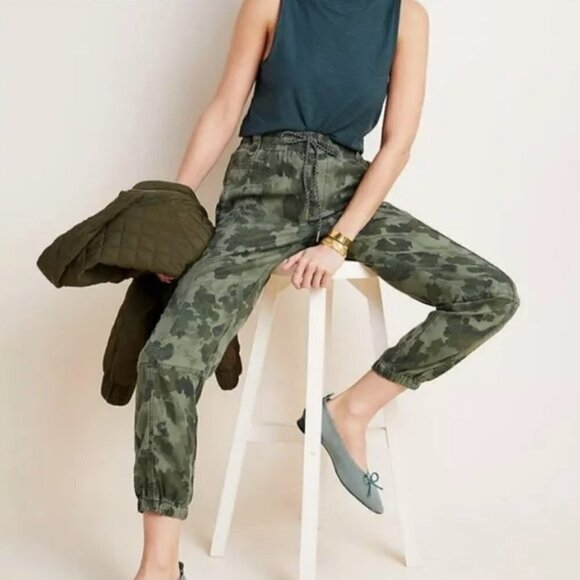 Anthropologie | Leda Camo Utility Tencel Lyocell Joggers Pull On Pants Size S - Picture 2 of 14